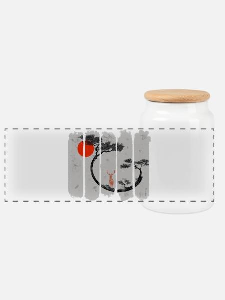 Shika - Panorama Keksdose mit Holzdeckel - Weiß