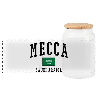 Mecca Saudi Arabien Flagge Design - Panorama Keksdose mit Holzdeckel - Weiß - Vorne