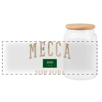 Mecca Saudisches Retro-Emblem - Panorama Keksdose mit Holzdeckel - Weiß - Vorne