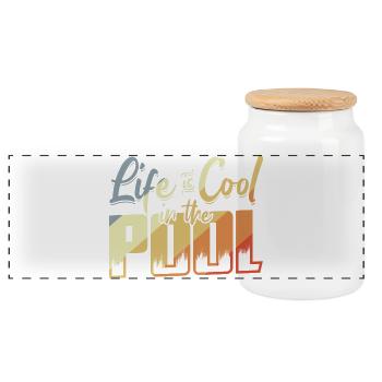 Lifeguard saying - Panoramic Cookie Jar with Wooden Lid - white - Front
