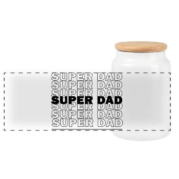 SUPER DAD - Panorama Keksdose mit Holzdeckel - Weiß - Vorne