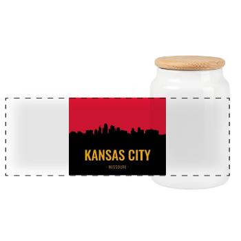 Kansas City Skyline Silhouette - Boîte à biscuits avec couvercle en bois - blanc - Devant