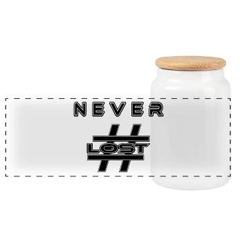 NEVER Hashtag LOST Contest Winners Exchange - Panoramic Cookie Jar with Wooden Lid - white - Front