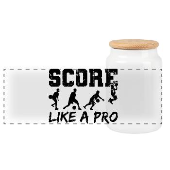 Basketball player - Panoramic Cookie Jar with Wooden Lid - white - Front