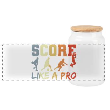 Funny Basketball Quote - Panoramic Cookie Jar with Wooden Lid - white - Front