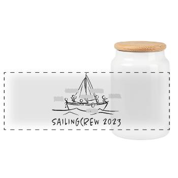 sailingcrew 2023 - Sailing - Teamshirt - Panoramic Cookie Jar with Wooden Lid - white - Front