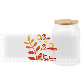 Palm Tree Sun Summer Fashion Gifts Gifts - Panoramic Cookie Jar with Wooden Lid - white - Front