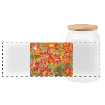 Living flower meadow in impression style - Panoramic Cookie Jar with Wooden Lid - white - Front