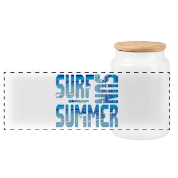 Sommer Surf Blue Strand Meer Wasser Sonne - Panorama Keksdose mit Holzdeckel - Weiß - Vorne
