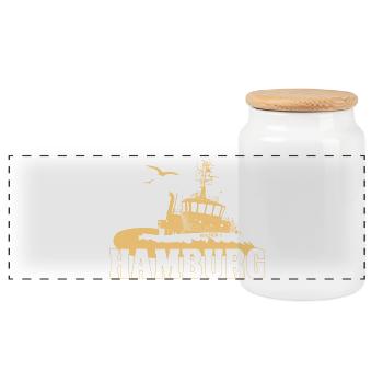 Schlepper im Hamburger Hafen - Panorama Keksdose mit Holzdeckel - Weiß - Vorne