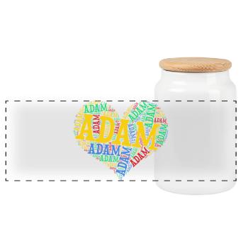 Adam heart heart cloud t-shirt gift t-shirt - Panoramic Cookie Jar with Wooden Lid - white - Front