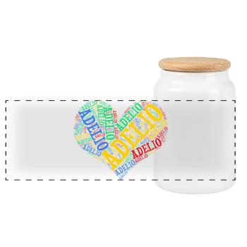 Adelio t-shirt t-shirt nuage de mots idée cadeau - Boîte à biscuits avec couvercle en bois - blanc - Devant