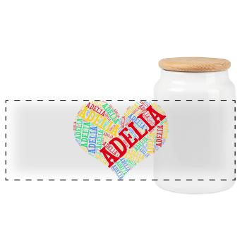 T-Shirt Adelia Wortwolke Herz Geschenkidee - Panorama Keksdose mit Holzdeckel - Weiß - Vorne