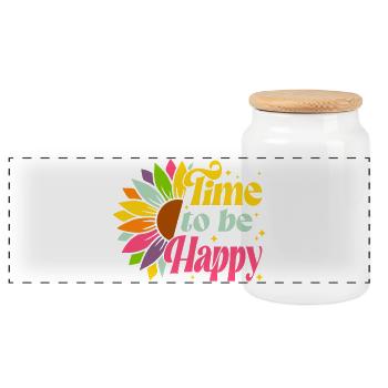 summer, hello summer, summer holidays - Panoramic Cookie Jar with Wooden Lid - white - Front
