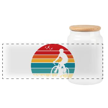 Silhouette de balade au coucher du soleil - Boîte à biscuits avec couvercle en bois - blanc - Devant