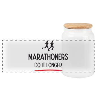 Les marathoniens le font plus longtemps - Boîte à biscuits avec couvercle en bois - blanc - Devant