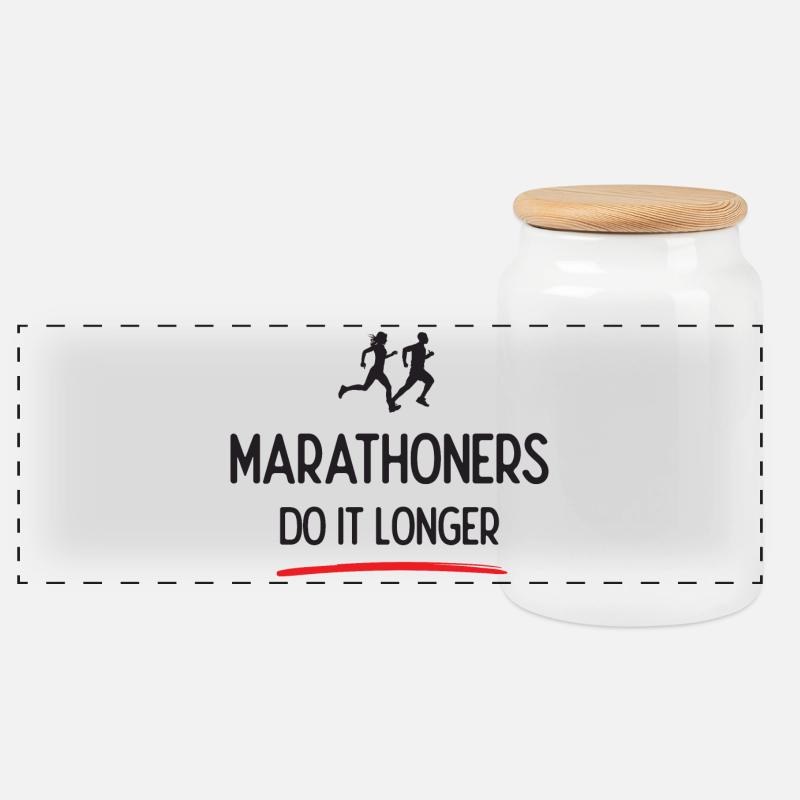 Marathoners Do It Longer - Panoramic Cookie Jar with Wooden Lid - white