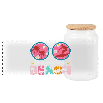 summer holidays, summer, hello summer - Panoramic Cookie Jar with Wooden Lid - white - Front