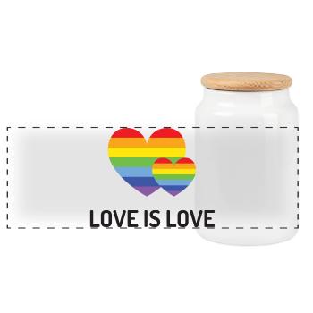 LGBT Pride Month - Love is Love - Panoramic Cookie Jar with Wooden Lid - white - Front