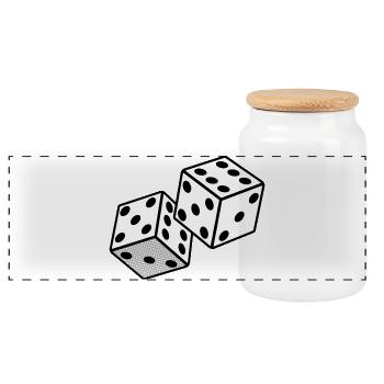 Dice - Gambling Casino Design - Panoramic Cookie Jar with Wooden Lid - white - Front