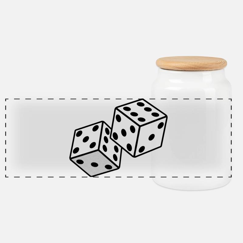 Dés - Conception de casino de jeu - Boîte à biscuits avec couvercle en bois - blanc