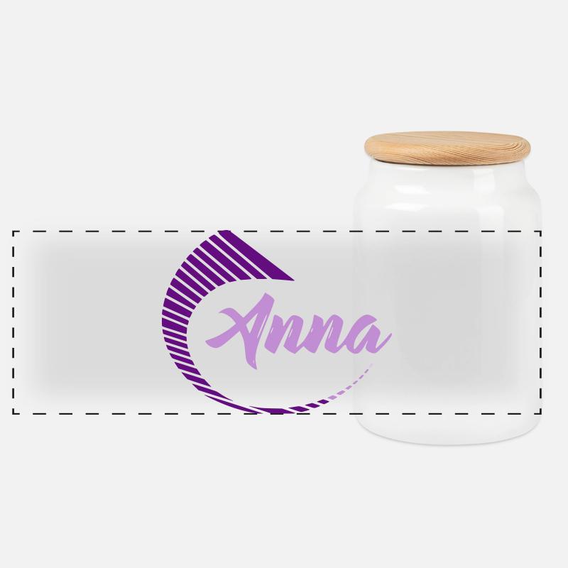 Anna - Panoramic Cookie Jar with Wooden Lid - white