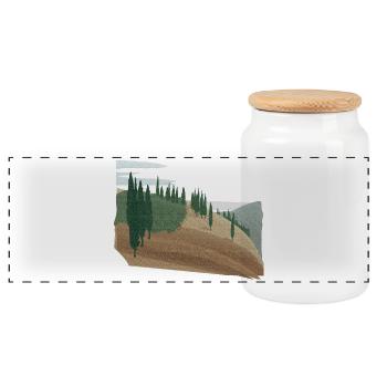 Pine forest hilly landscape with structure (modific.) - Panoramic Cookie Jar with Wooden Lid - white - Front