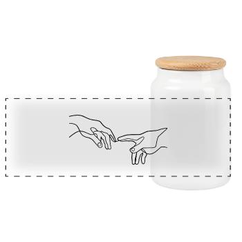 La création des mains d’Adam - Boîte à biscuits avec couvercle en bois - blanc - Devant