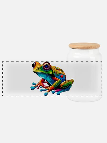 Frosch - Panorama Keksdose mit Holzdeckel - Weiß