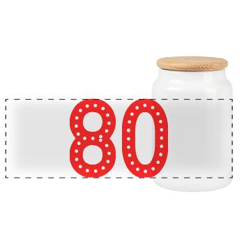 80. 80 YEARS. 80th ANNIVERSARY. 80TH BIRTHDAY. - Panoramic Cookie Jar with Wooden Lid - white - Front