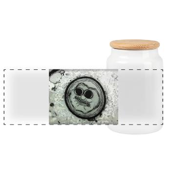 Planetengesicht mit Sonnenbrille - Panorama Keksdose mit Holzdeckel - Weiß - Vorne