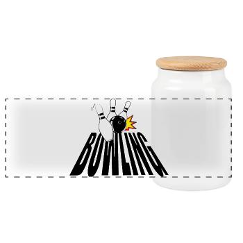 BOWLING - Boîte à biscuits avec couvercle en bois - blanc - Devant