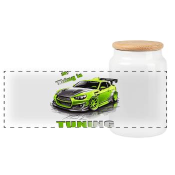 Tuning Car - Panoramic Cookie Jar with Wooden Lid - white - Front