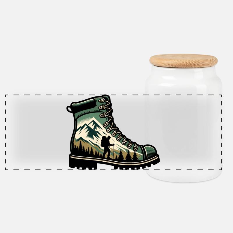 Wanderschuhe Mountain Trekkeur Randonneur - Panorama Keksdose mit Holzdeckel - Weiß