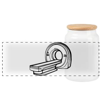 Radiologie-MRT-Scanner One Line Art Manip Radio - Panorama Keksdose mit Holzdeckel - Weiß - Vorne