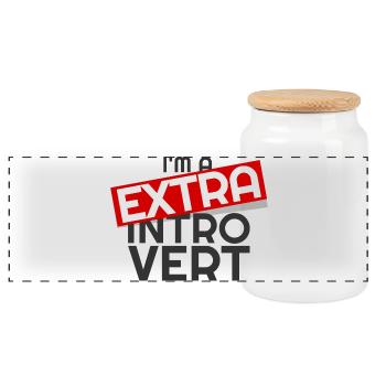 If you are an introvert - take it!! - Panoramic Cookie Jar with Wooden Lid - white - Front
