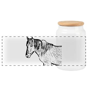 Chevaux T-shirt Cadeau Cavalier - Boîte à biscuits avec couvercle en bois - blanc - Devant