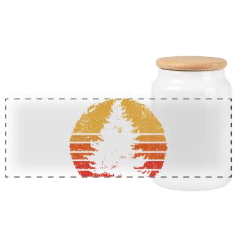 Sunset Pine Silhouette - Panoramic Cookie Jar with Wooden Lid - white - Front