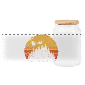 Desert Sunset Camel Silhouette - Panoramic Cookie Jar with Wooden Lid - white - Front