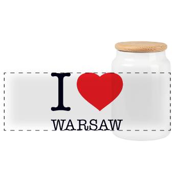 I LOVE WARSAW - Panoramic Cookie Jar with Wooden Lid - white - Front
