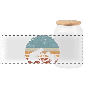 Sunset Silhouette Duo von Palm Tree - Panorama Keksdose mit Holzdeckel - Weiß - Vorne