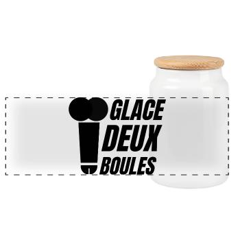 glace deux boules, glaces, crème glacée - Boîte à biscuits avec couvercle en bois - blanc - Devant