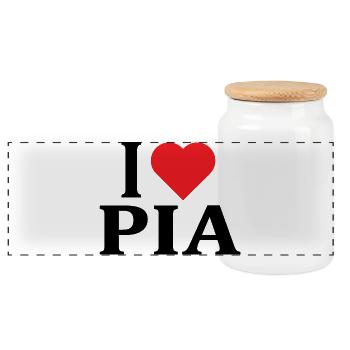Tee shirt J'aime Pia idée cadeau t-shirt - Boîte à biscuits avec couvercle en bois - blanc - Devant