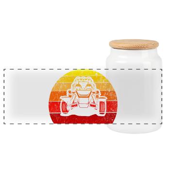 Retro Off-Road Adventure Illustration - Panoramic Cookie Jar with Wooden Lid - white - Front