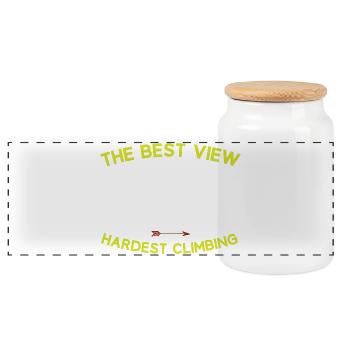 Mountains-The Best View Comes After Hardest Climbs - Panoramic Cookie Jar with Wooden Lid - white - Front