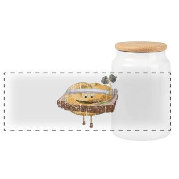 Leberkas Semmerl – Funny Illustration - Panoramic Cookie Jar with Wooden Lid - white - Front
