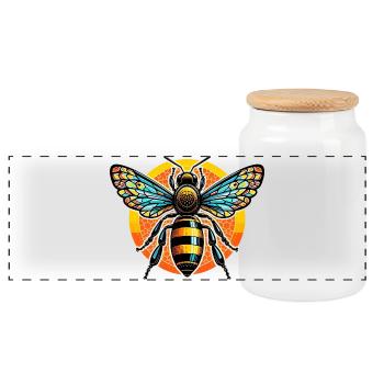 Abeille - Boîte à biscuits avec couvercle en bois - blanc - Devant