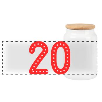 20. 20 ANS. 20e ANNIVERSAIRE. ANNIVERSAIRE 20 ANS. - Boîte à biscuits avec couvercle en bois - blanc - Devant