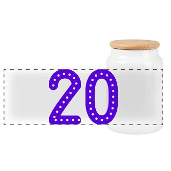 20. 20 YEARS. 20th ANNIVERSARY. 20TH ANNIVERSARY. - Panoramic Cookie Jar with Wooden Lid - white - Front