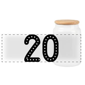 20. 20 ANS. 20e ANNIVERSAIRE. ANNIVERSAIRE 20 ANS. - Boîte à biscuits avec couvercle en bois - blanc - Devant
